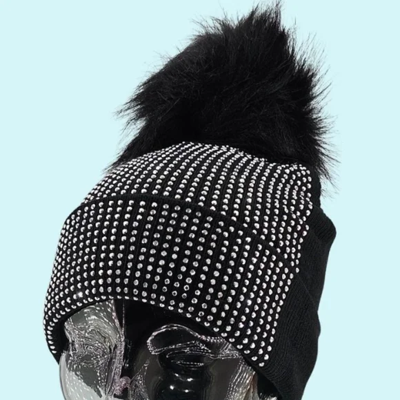 Crystal Beanie Hat with Pom Pom - Picture 5 of 5